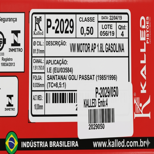 Kit Pistão Motor AP 1.8 Gasolina Biela Longa 0.50 - Imagem 2